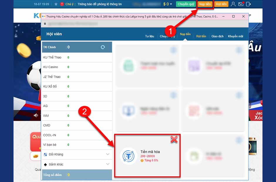 Nạp tiền theo hình hình thức tiền mã hóa USDT an toàn tuyệt đối