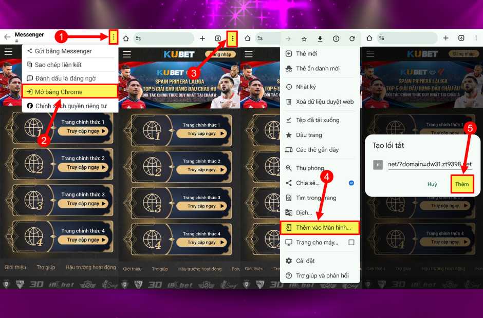 Lưu Link Trang Web Kubet Vào Màn Hình Chính Trên Android