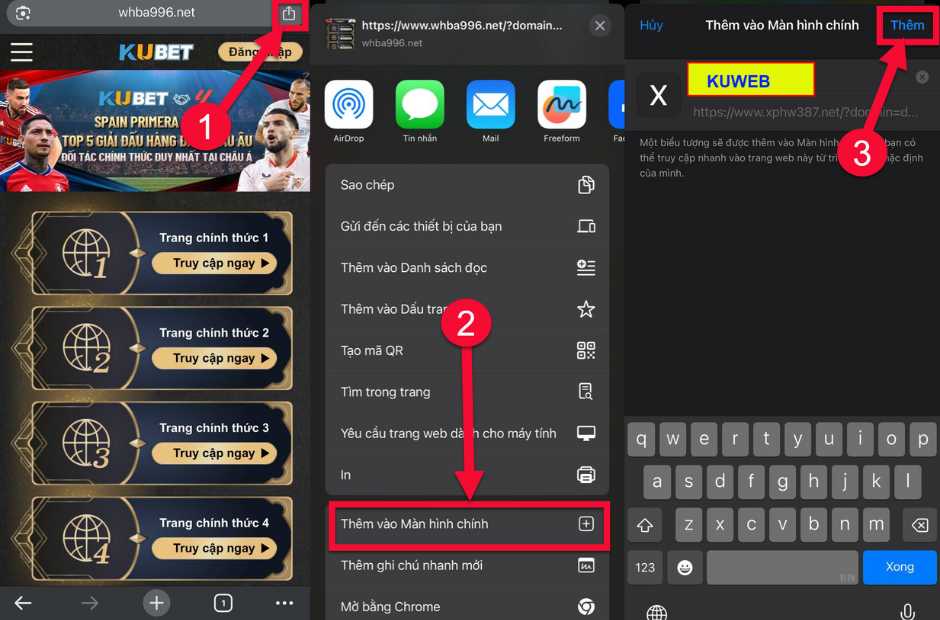 Hướng Dẫn Lưu Trang Kubet Vào Màn Hình Chính Điện Thoại iPhone